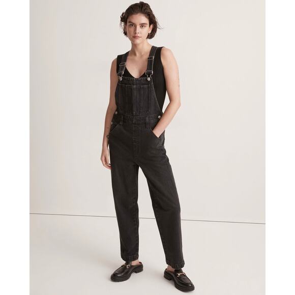 Madewell Straight-Leg Overalls Denim Black Lunar Wash Size Small Carpenter - Picture 1 of 14